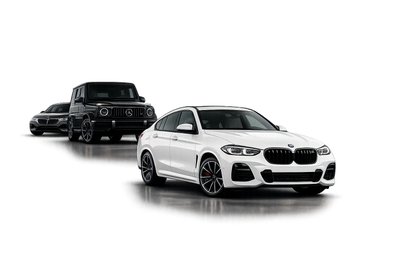 BMW and G-Class luxury cars
